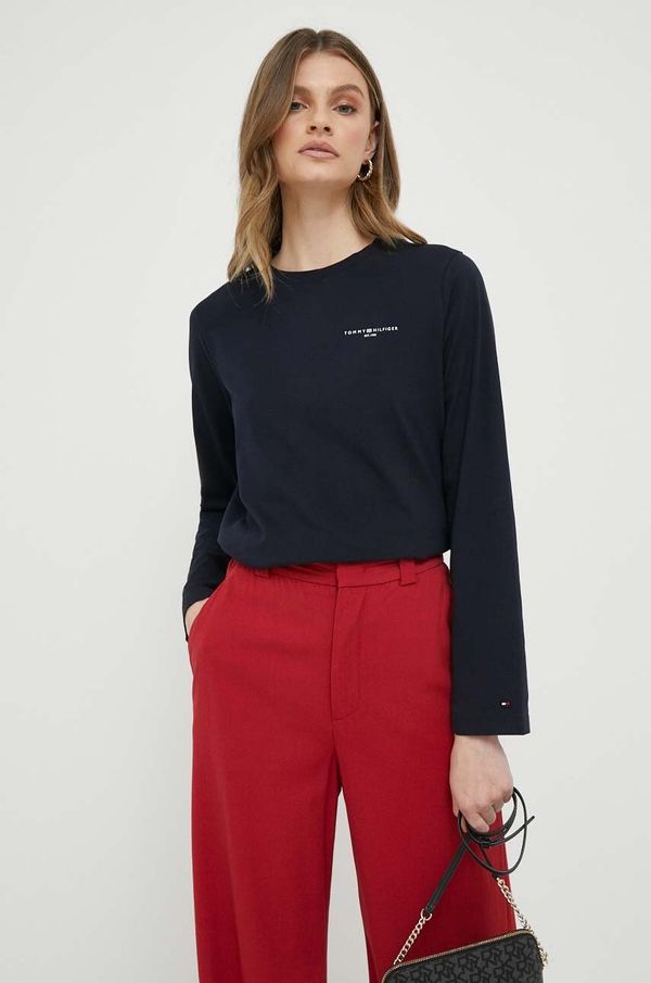 Tommy Hilfiger Majica dugih rukava Tommy Hilfiger za žene, boja: tamno plava