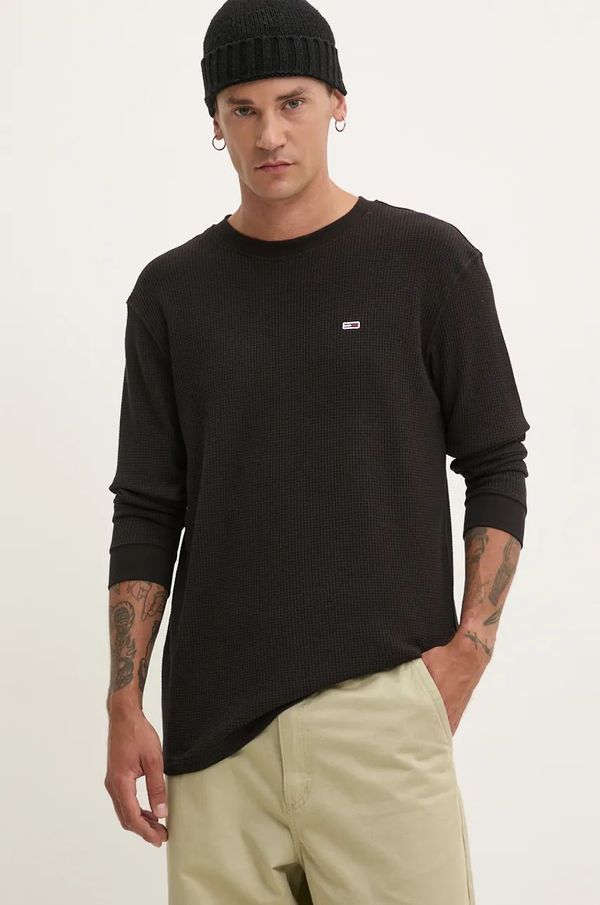 Tommy Jeans Majica dugih rukava Tommy Jeans za muškarce, boja: crna, bez uzorka, DM0DM19216