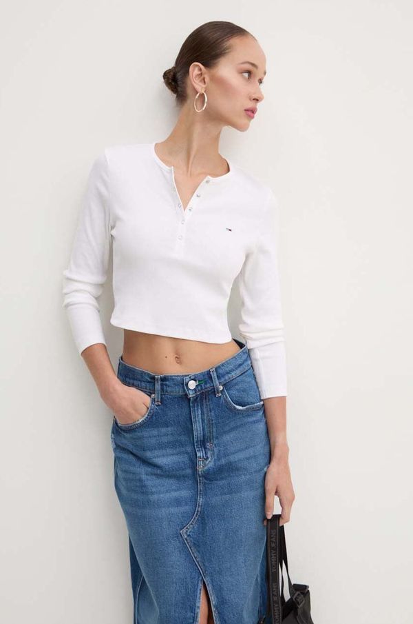 Tommy Jeans Majica dugih rukava Tommy Jeans za žene, boja: bijela, DW0DW18430