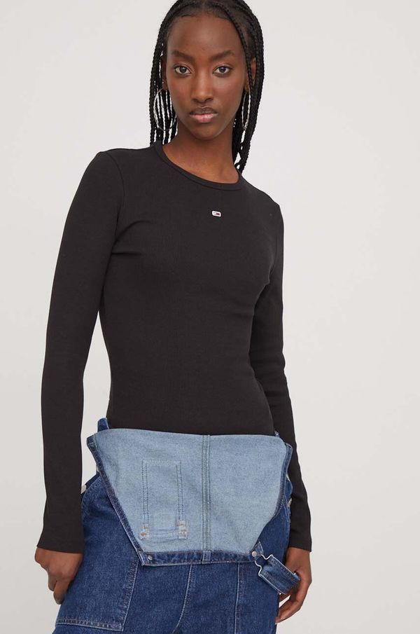 Tommy Jeans Majica dugih rukava Tommy Jeans za žene, boja: crna