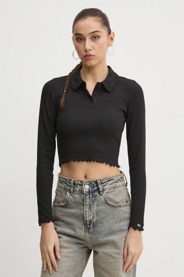 Tommy Jeans Majica dugih rukava Tommy Jeans za žene, boja: crna, DW0DW19369