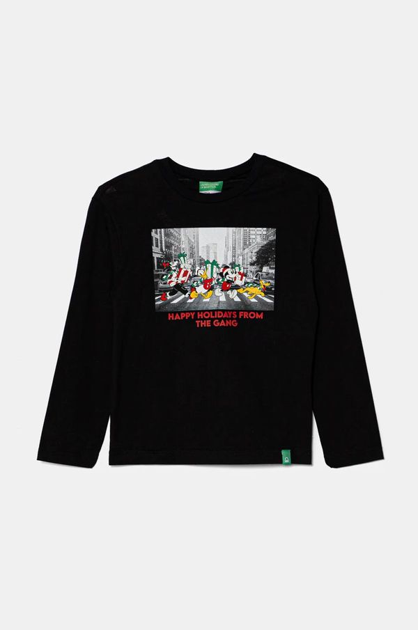 United Colors of Benetton Majica dugih rukava United Colors of Benetton boja: crna, s tiskom, 3ATNC10LE