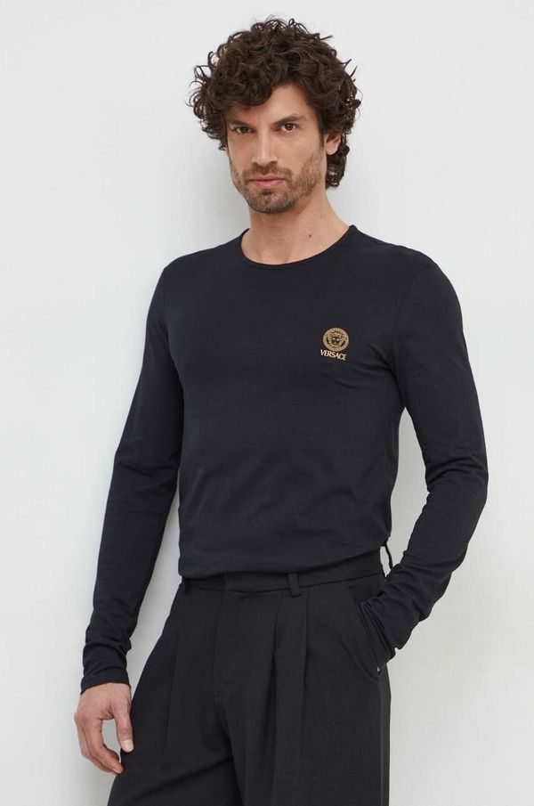 Versace Majica dugih rukava Versace 2-pack za muškarce, boja: crna, bez uzorka