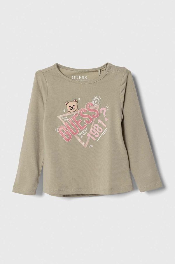Guess Majica dugih rukava za bebe Guess boja: zelena