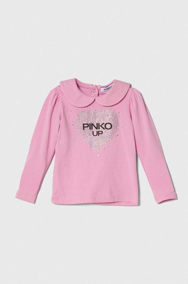 Pinko Up Majica dugih rukava za bebe Pinko Up boja: ružičasta, s ovratnikom