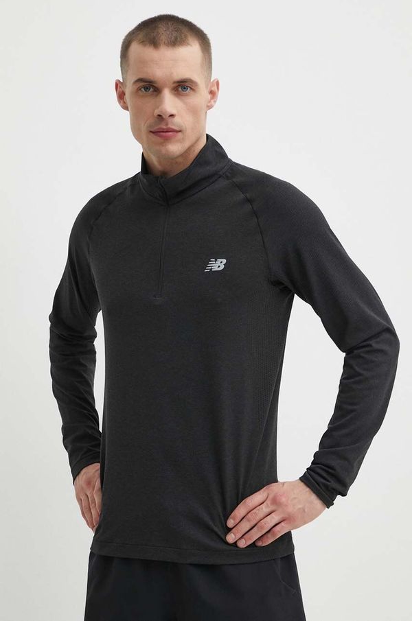 New Balance Majica dugih rukava za trening New Balance Athletics boja: crna, melanž, MT41083BK