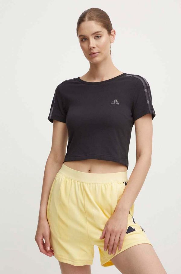 adidas Majica kratkih rukava adidas Camo za žene, boja: crna, IY1691