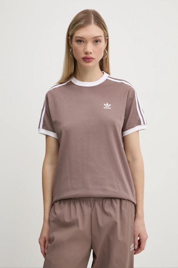 adidas Originals Majica kratkih rukava adidas Originals 3-Stripes za žene, boja: smeđa, JD4570