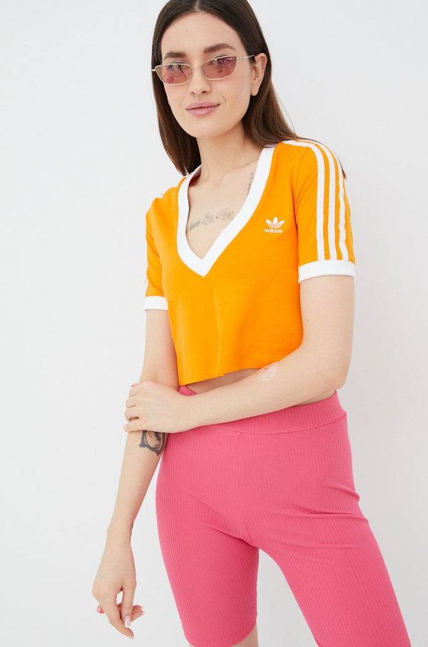 adidas Originals Majica kratkih rukava adidas Originals Adicolor za žene, boja: narančasta, HC2029-BORANG