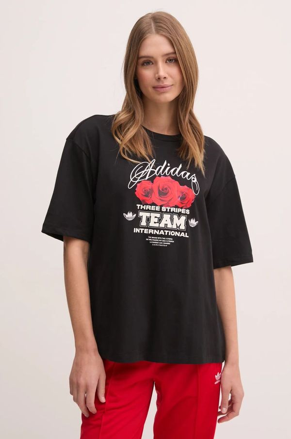 adidas Originals Majica kratkih rukava adidas Originals FLOWER TEE za žene, boja: crna, JN6689