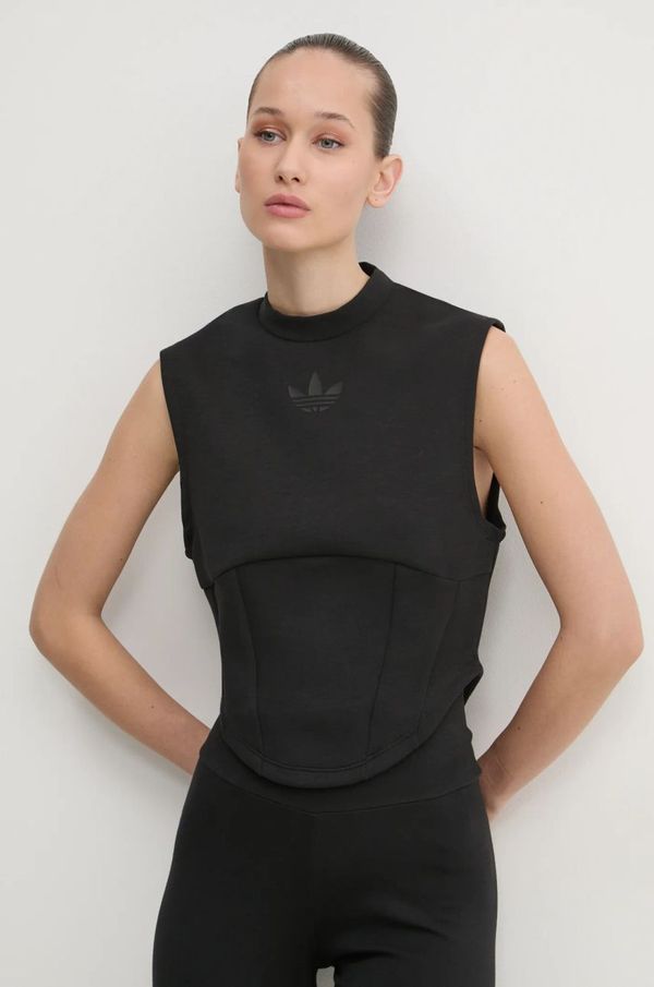 adidas Originals Majica kratkih rukava adidas Originals INTERLOCK VEST za žene, boja: crna, s poludolčevitom, JJ0967