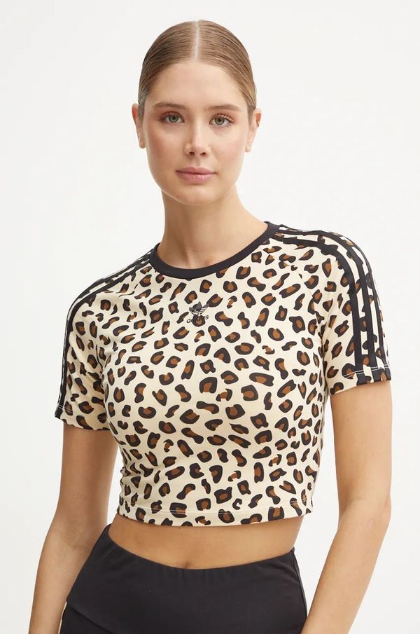 adidas Originals Majica kratkih rukava adidas Originals Leopard za žene, boja: bež, IW8484