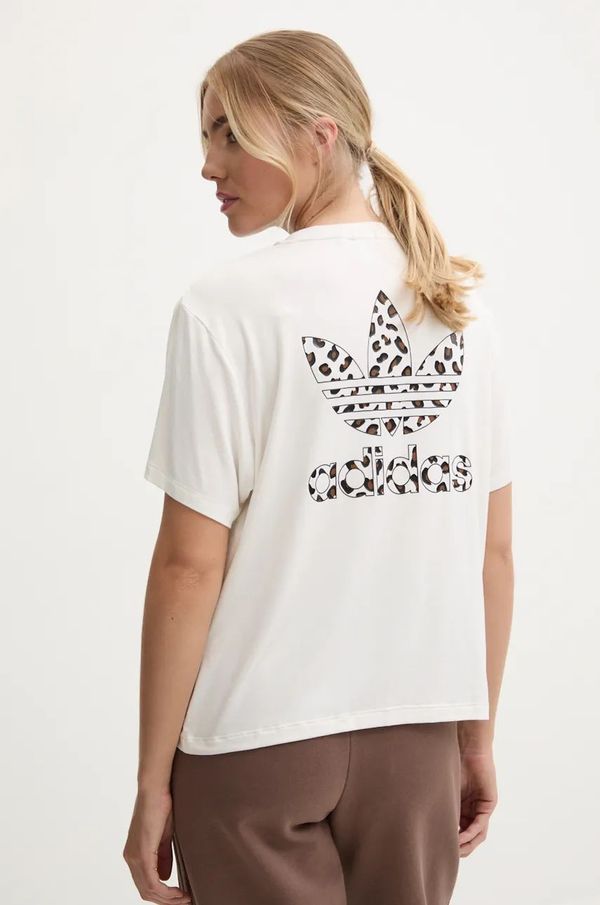 adidas Originals Majica kratkih rukava adidas Originals Trefoil Tee Leopard za žene, boja: bež, IW8483