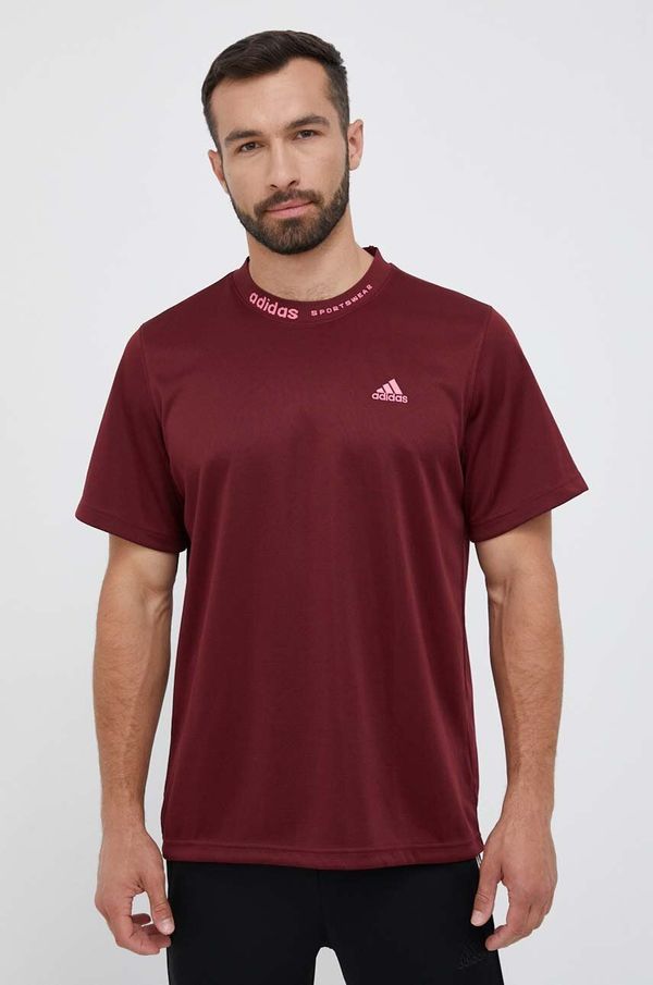 adidas Majica kratkih rukava adidas za muškarce, boja: bordo, s aplikacijom