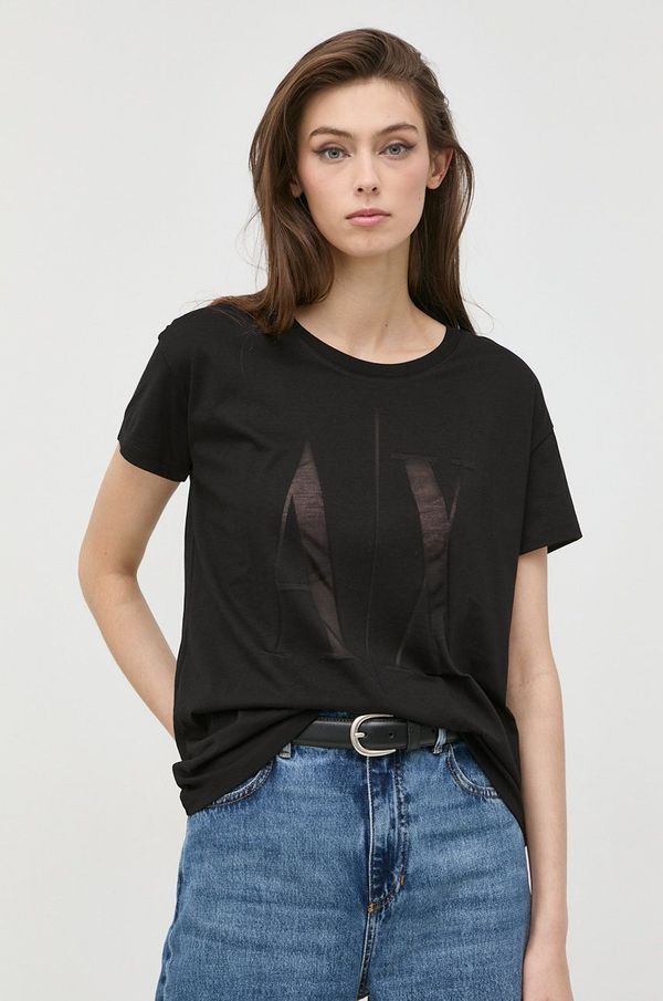 Armani Exchange Majica kratkih rukava Armani Exchange za žene, boja: crna