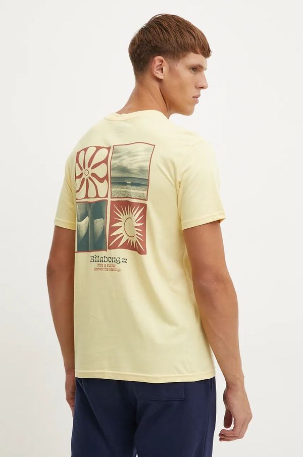 Billabong Majica kratkih rukava Billabong Twin Fins za muškarce, boja: žuta, s tiskom, ABYZT02485