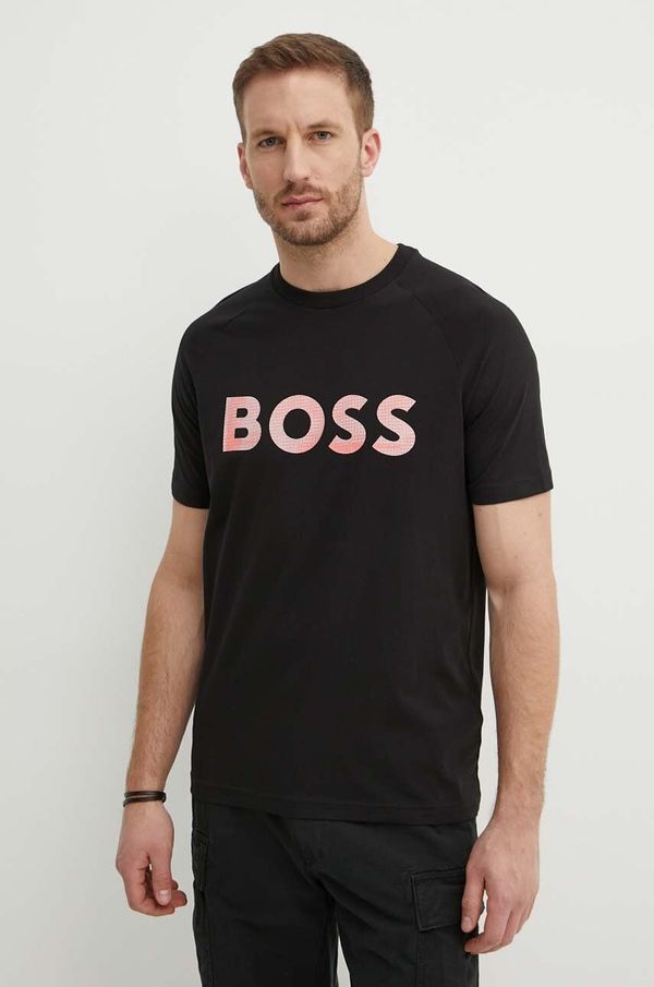 Boss Green Majica kratkih rukava Boss Green za muškarce, boja: crna, s tiskom, 50512999