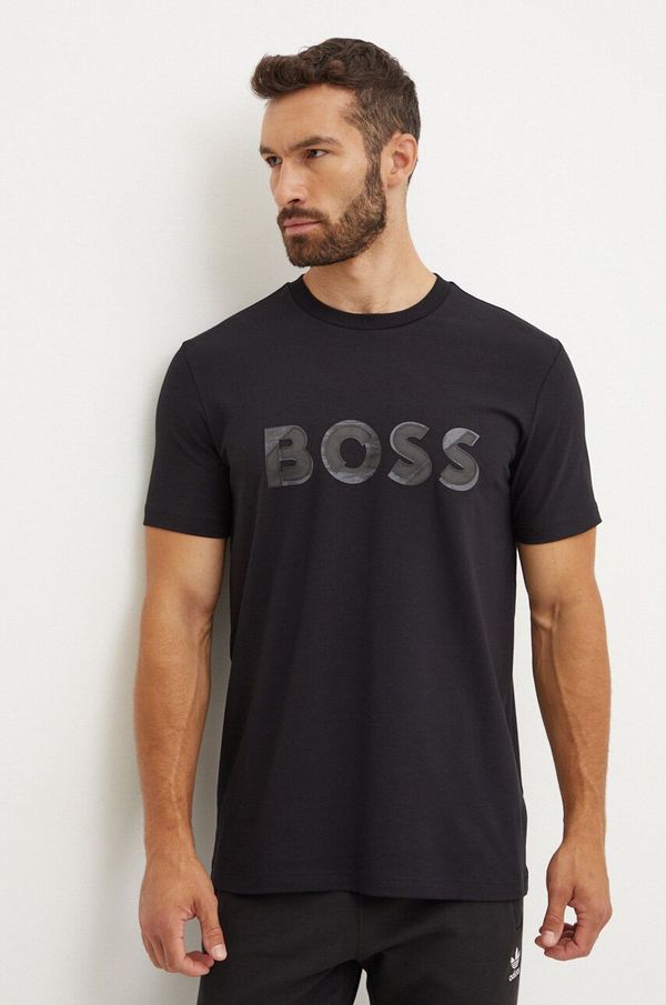Boss Green Majica kratkih rukava Boss Green za muškarce, boja: crna, s tiskom, 50519365