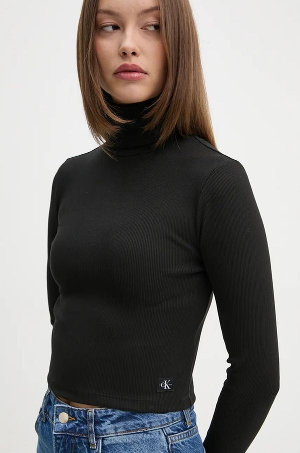 Calvin Klein Jeans Majica kratkih rukava Calvin Klein Jeans za žene, boja: crna, s dolčevitom, J20J224196