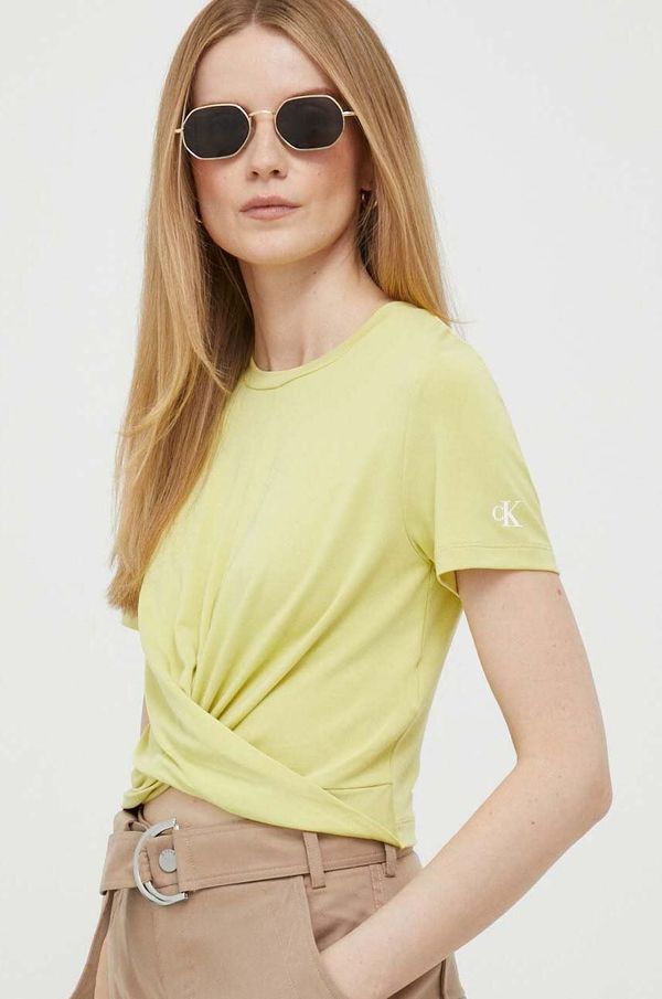 Calvin Klein Jeans Majica kratkih rukava Calvin Klein Jeans za žene, boja: žuta