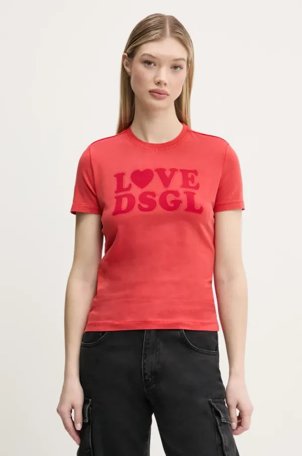 Desigual Majica kratkih rukava Desigual LOVE DSGL za žene, boja: crvena, 25SWTK10