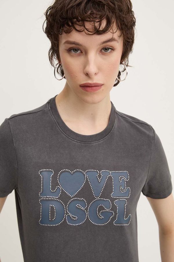 Desigual Majica kratkih rukava Desigual LOVE za žene, boja: siva, 24WWTK85