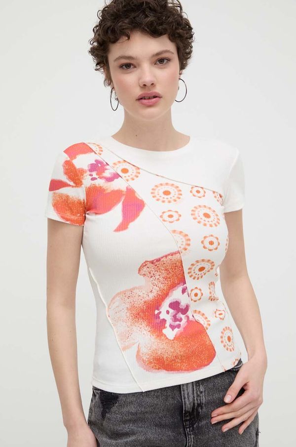 Desigual Majica kratkih rukava Desigual ORAN za žene, boja: bež, 24SWTK96