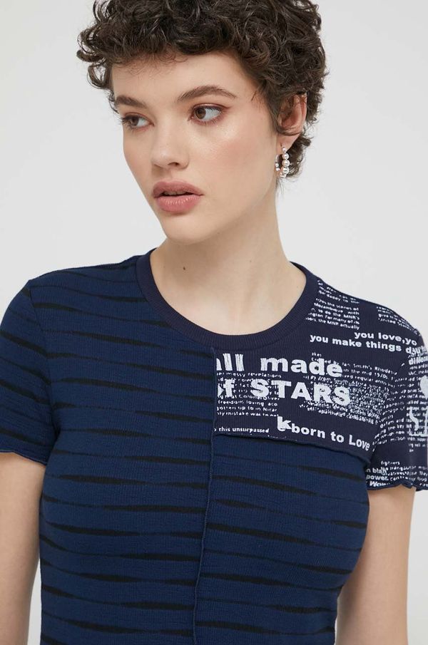 Desigual Majica kratkih rukava Desigual za žene, boja: tamno plava