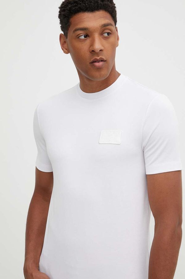 EA7 Emporio Armani Majica kratkih rukava EA7 Emporio Armani za muškarce, boja: bijela, s aplikacijom, PJ6QZ.6DPT72