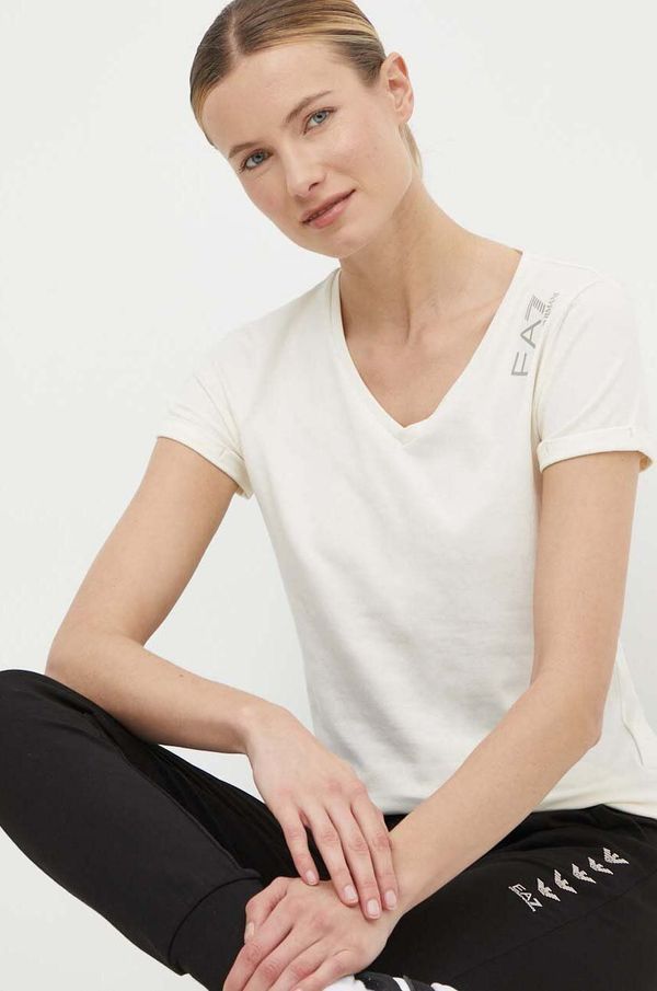 EA7 Emporio Armani Majica kratkih rukava EA7 Emporio Armani za žene, boja: bež