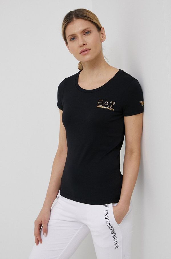 EA7 Emporio Armani Majica kratkih rukava EA7 Emporio Armani ženski, boja crna