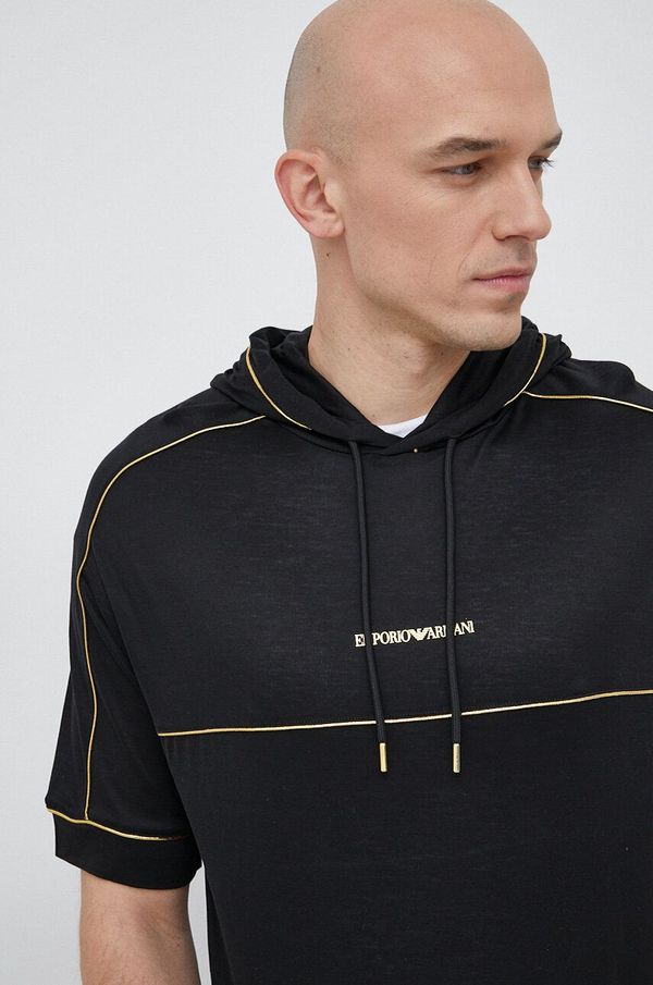 Emporio Armani Majica kratkih rukava Emporio Armani za muškarce, boja: crna, s tiskom
