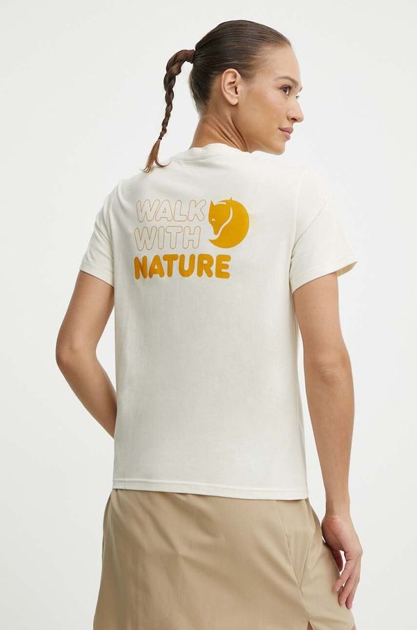 Fjallraven Majica kratkih rukava Fjallraven Walk With Nature za žene, boja: bež, F14600171