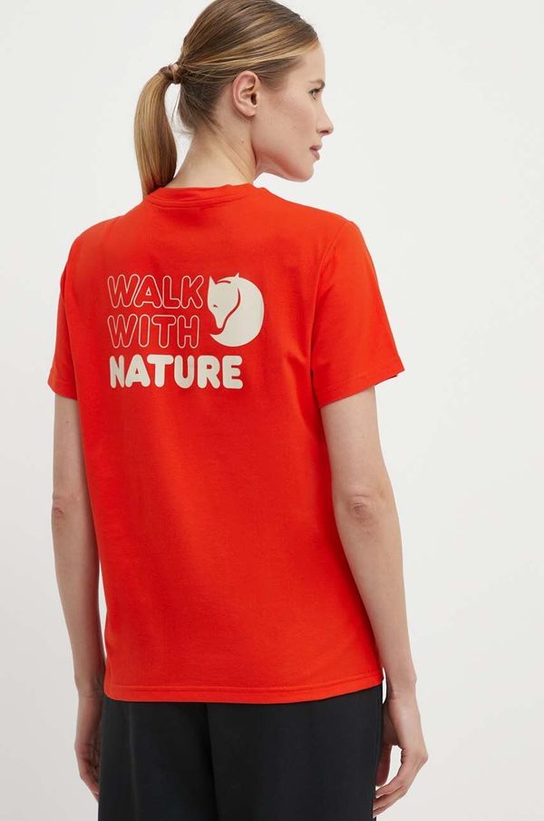 Fjallraven Majica kratkih rukava Fjallraven Walk With Nature za žene, boja: narančasta, F14600171