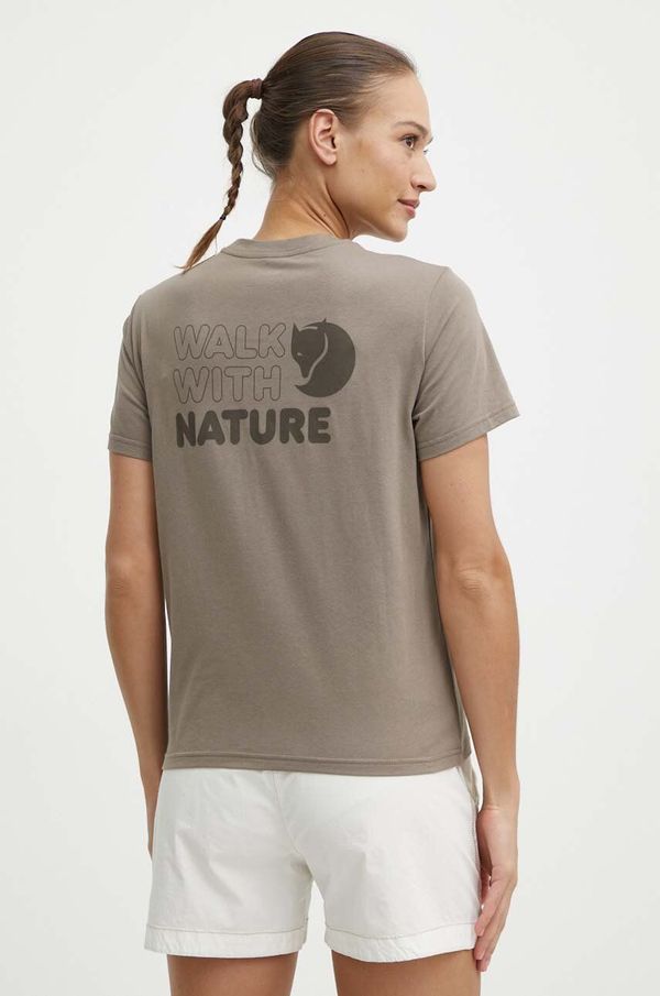 Fjallraven Majica kratkih rukava Fjallraven Walk With Nature za žene, boja: smeđa, F14600171