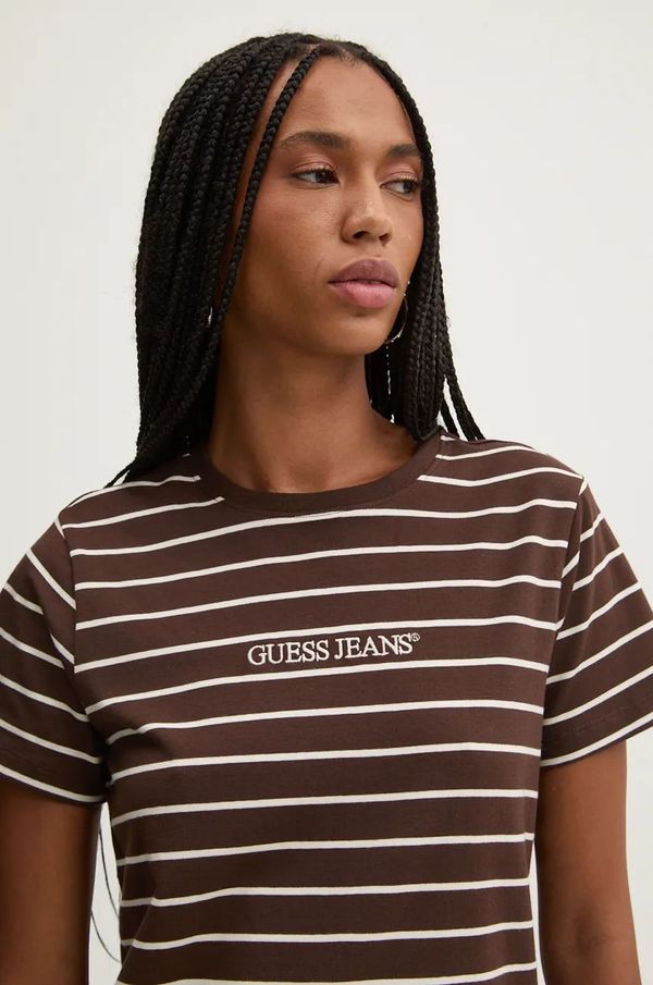 Guess Jeans Majica kratkih rukava Guess Jeans za žene, boja: smeđa, W4BI53 KCIE1