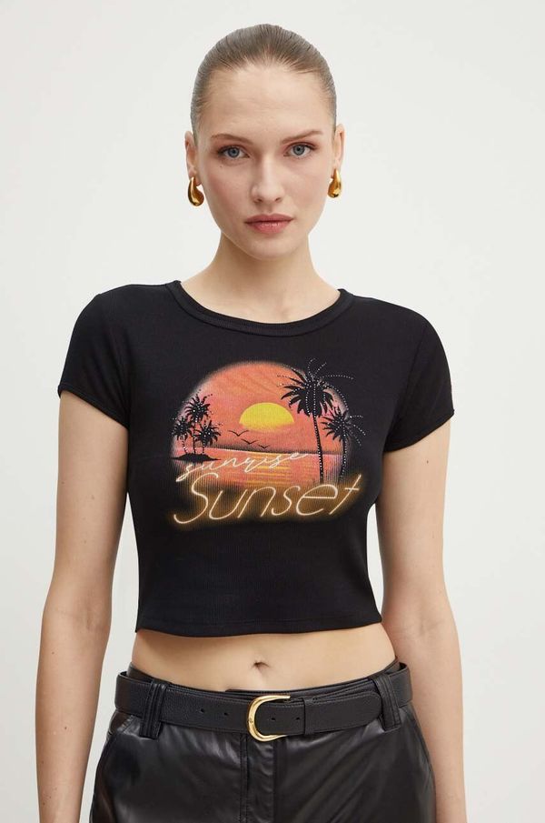 Guess Majica kratkih rukava Guess SUNSET za žene, boja: crna, W4YI54 KA0H1