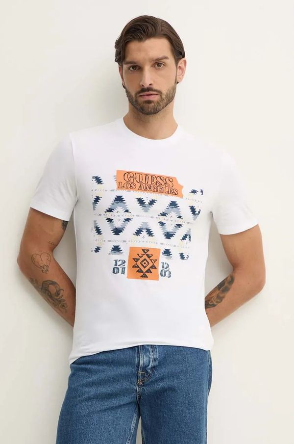 Guess Majica kratkih rukava Guess za muškarce, boja: bijela, s tiskom, M4BI41.J1314