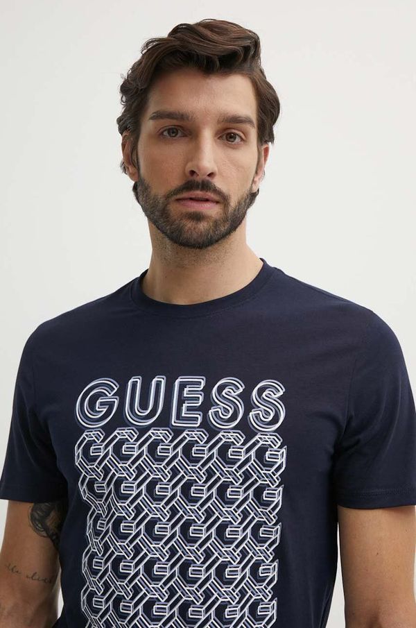 Guess Majica kratkih rukava Guess za muškarce, boja: tamno plava, s tiskom, M4YI29 J1314