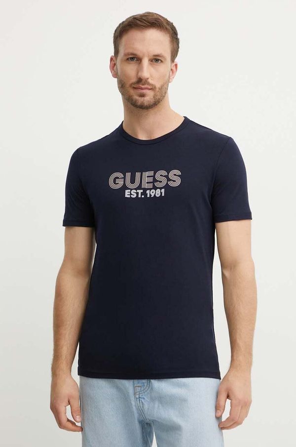 Guess Majica kratkih rukava Guess za muškarce, boja: tamno plava, s tiskom, M4YI30 J1314