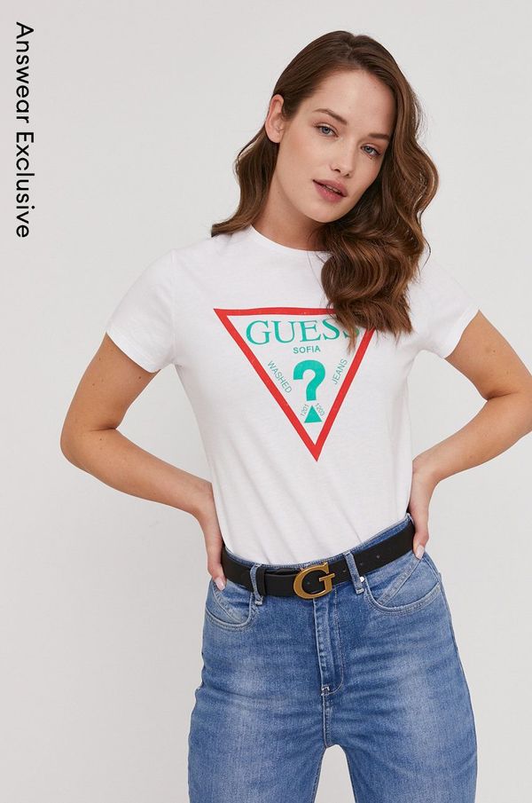 Guess Majica kratkih rukava Guess za žene, boja: bijela
