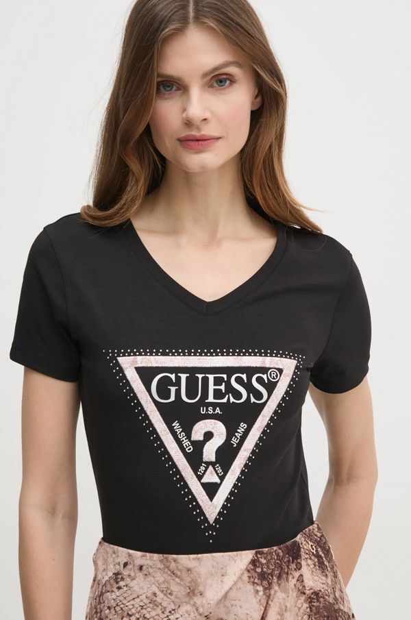 Guess Majica kratkih rukava Guess za žene, boja: crna, W5RI21 J1314