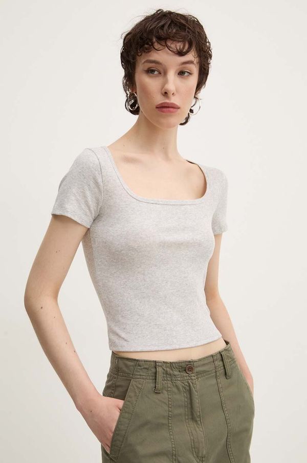 Hollister Co. Majica kratkih rukava Hollister Co. za žene, boja: siva, KI339-3585