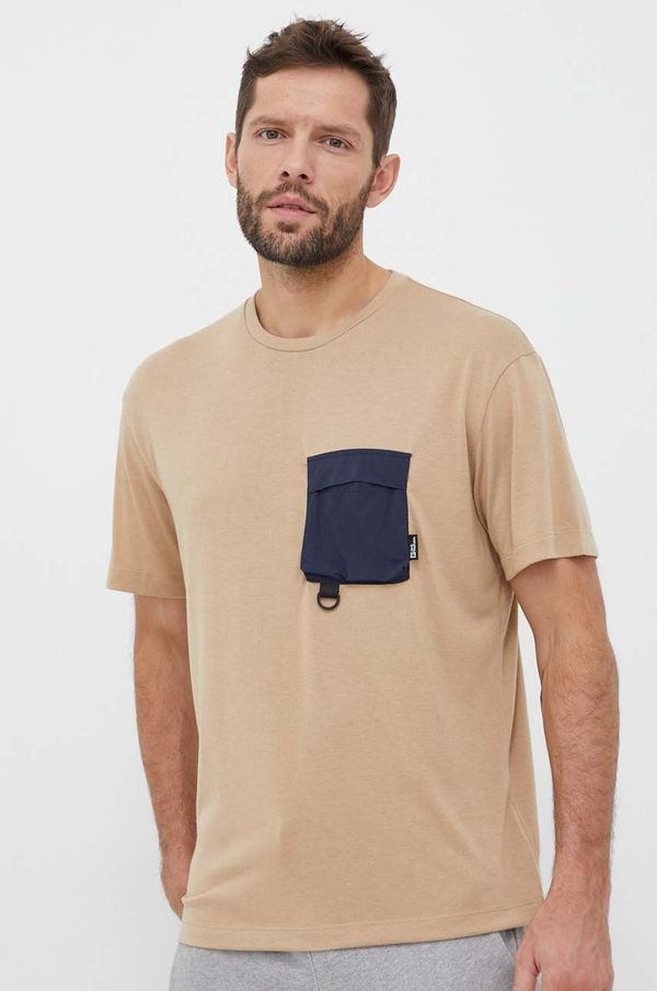 Jack Wolfskin Majica kratkih rukava Jack Wolfskin za muškarce, boja: bež, glatki model