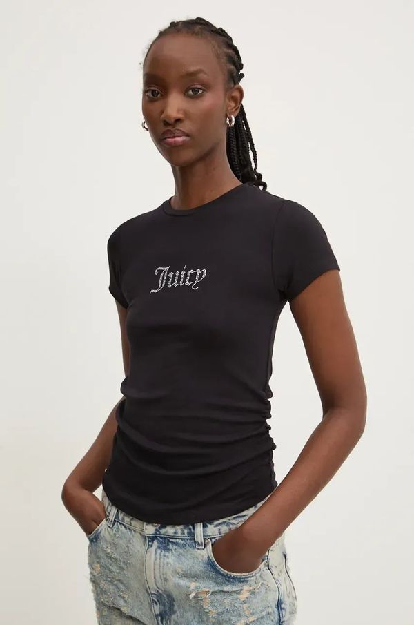 Juicy Couture Majica kratkih rukava Juicy Couture DOT RUCHED TEE za žene, boja: crna, JCWCT24311