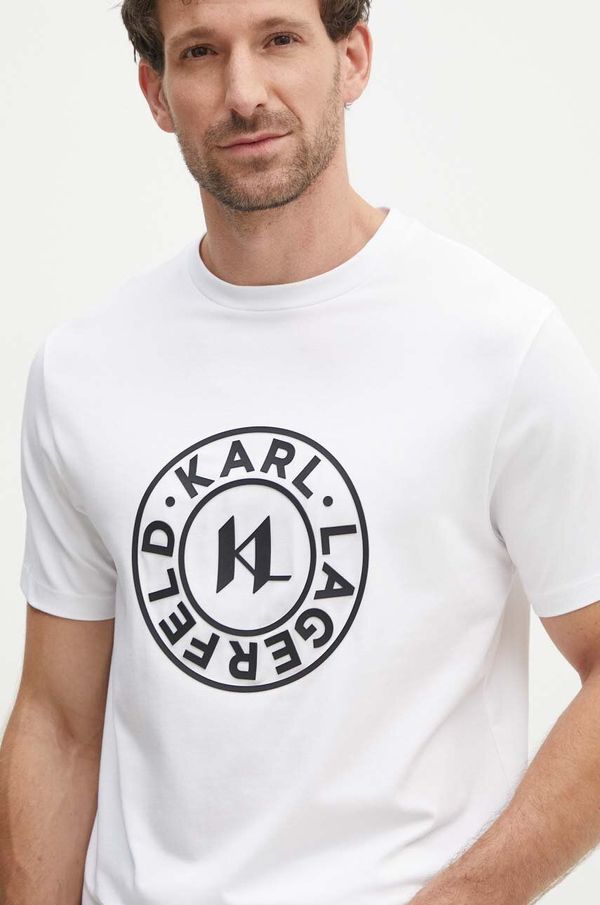 Karl Lagerfeld Majica kratkih rukava Karl Lagerfeld za muškarce, boja: bijela, s aplikacijom, 543221.755080