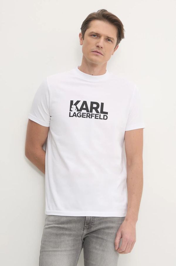 Karl Lagerfeld Majica kratkih rukava Karl Lagerfeld za muškarce, boja: bijela, s tiskom, 544235.755087