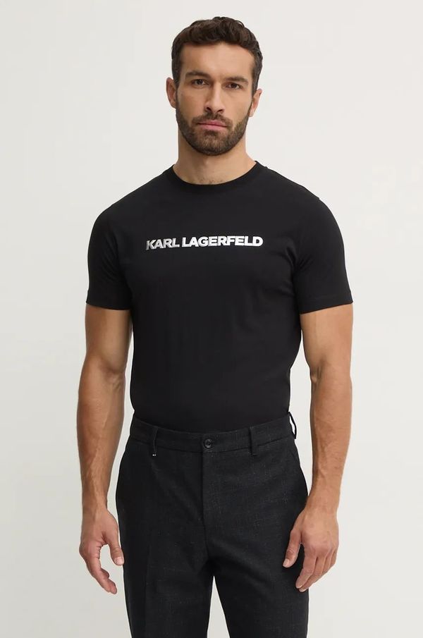 Karl Lagerfeld Majica kratkih rukava Karl Lagerfeld za muškarce, boja: crna, bez uzorka, 544242.755065