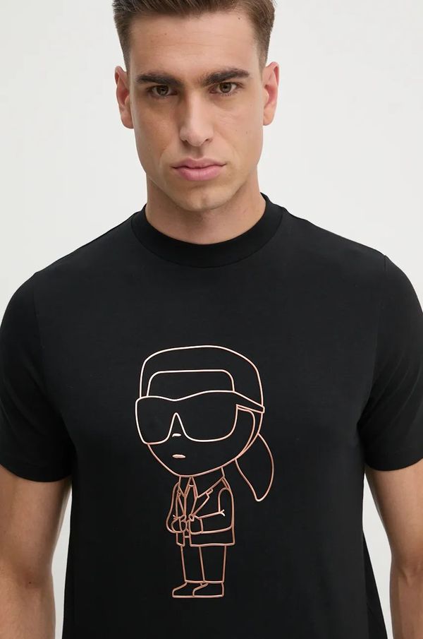 Karl Lagerfeld Majica kratkih rukava Karl Lagerfeld za muškarce, boja: crna, s tiskom, 544221.755057
