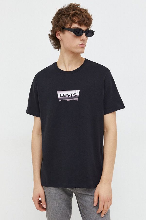 Levi's Majica kratkih rukava Levi's za muškarce, boja: crna, s tiskom